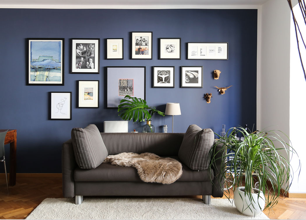 Wohnzimmer Blaue Wand